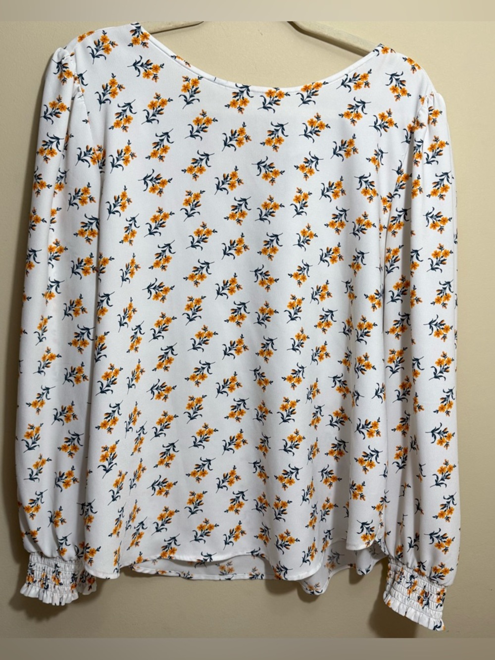 LOFT White Blouse with Yellow Floral Print